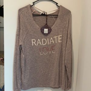 V-neck cute sweater, love the message